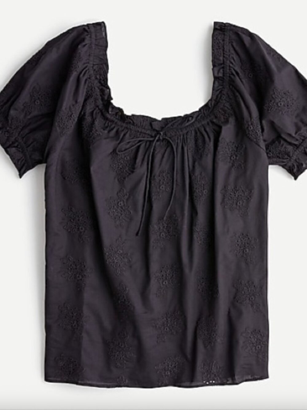 NWT J.Crew Square-neck top with embroidered eyelet Black